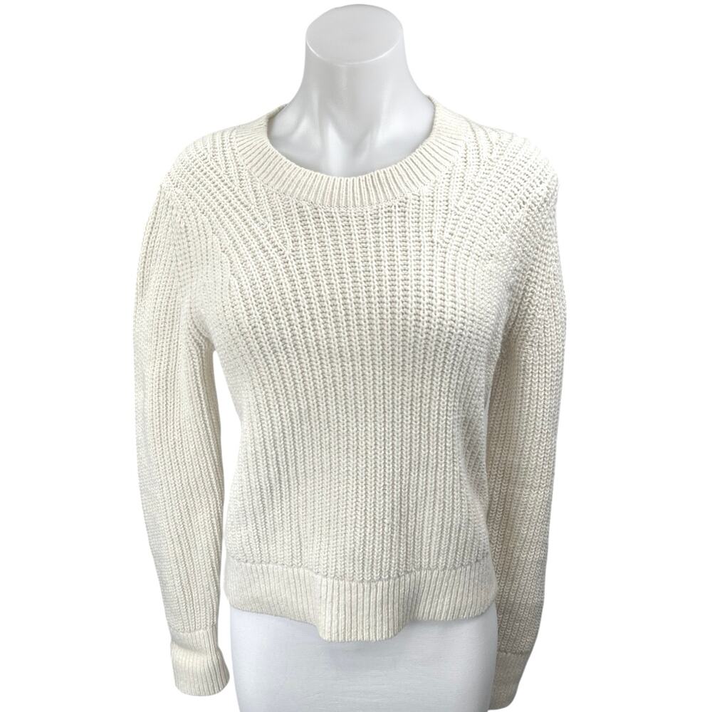 Banana Republic White Wool Chunky Knit Long Sleeve Pullover Sweater Top Size S
